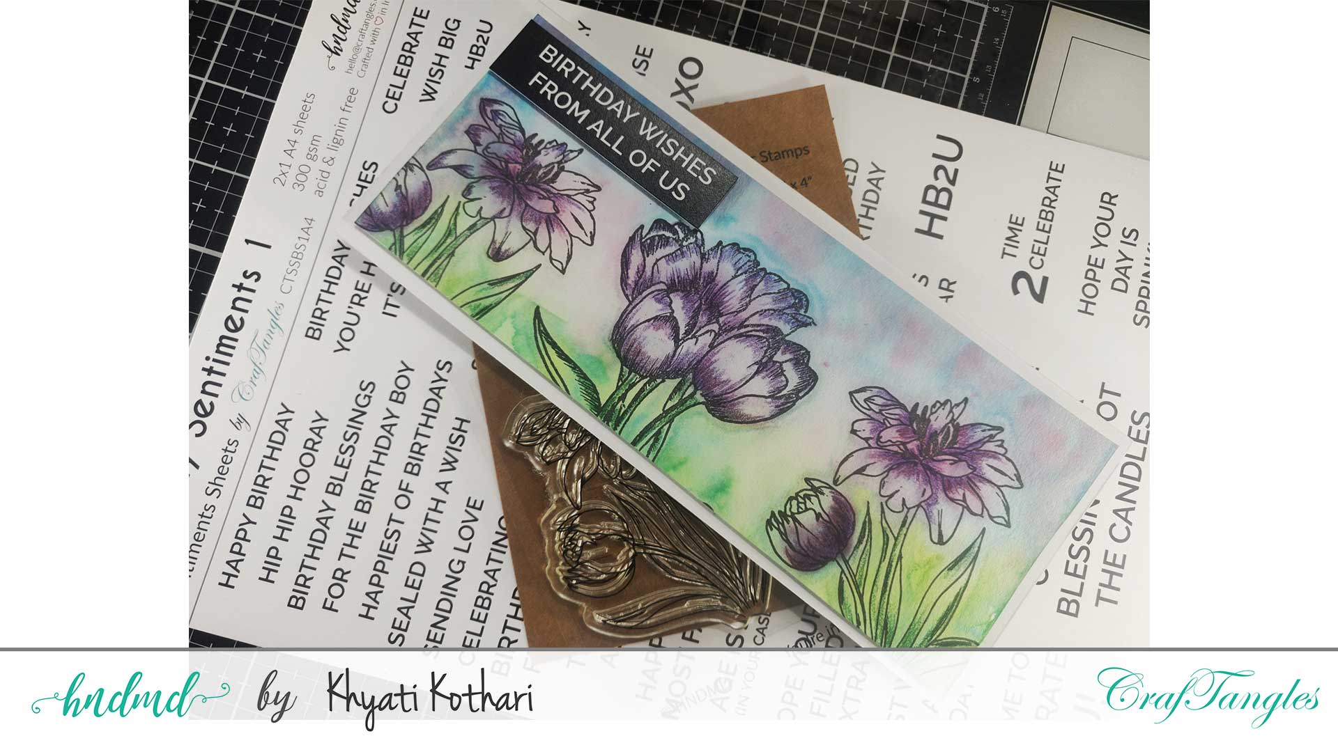 CrafTangles Sentiment Sheets - Birthday Sentiments 2 (2 sheets of A4) Khyati CrafTangles SlimlineCard 2 Khyati_CrafTangles_SlimlineCard_2