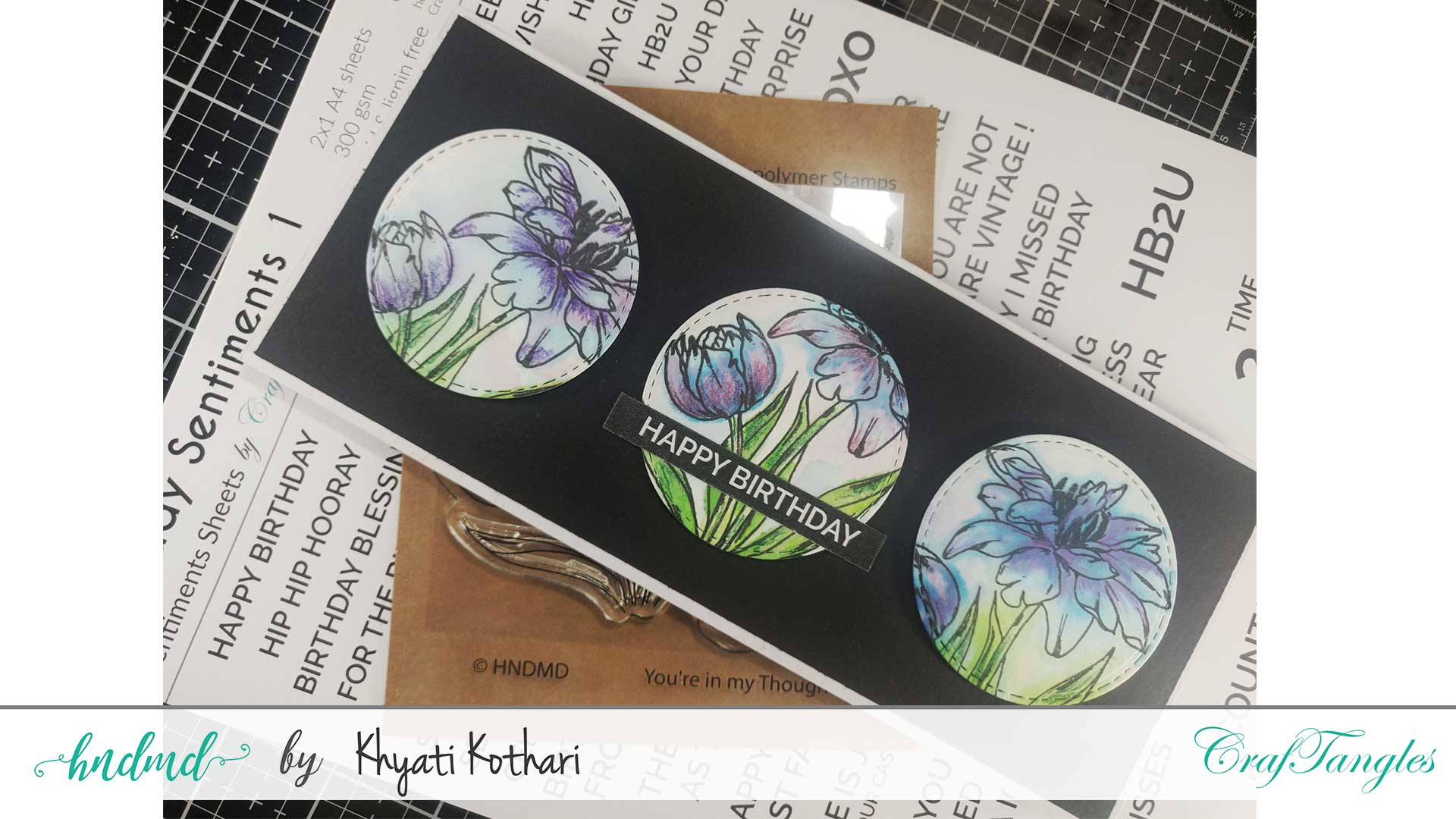 CrafTangles Sentiment Sheets - Birthday Sentiments 2 (2 sheets of A4) Khyati CrafTangles SlimlineCard 3 Khyati_CrafTangles_SlimlineCard_3