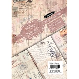 CrafTangles Decoupage Paper Pack - Vintage Journals 1 (A4) - 4 sheets