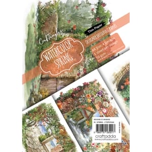 CrafTangles Decoupage Paper Pack - Watercolour Springs (A4) - 4 sheets