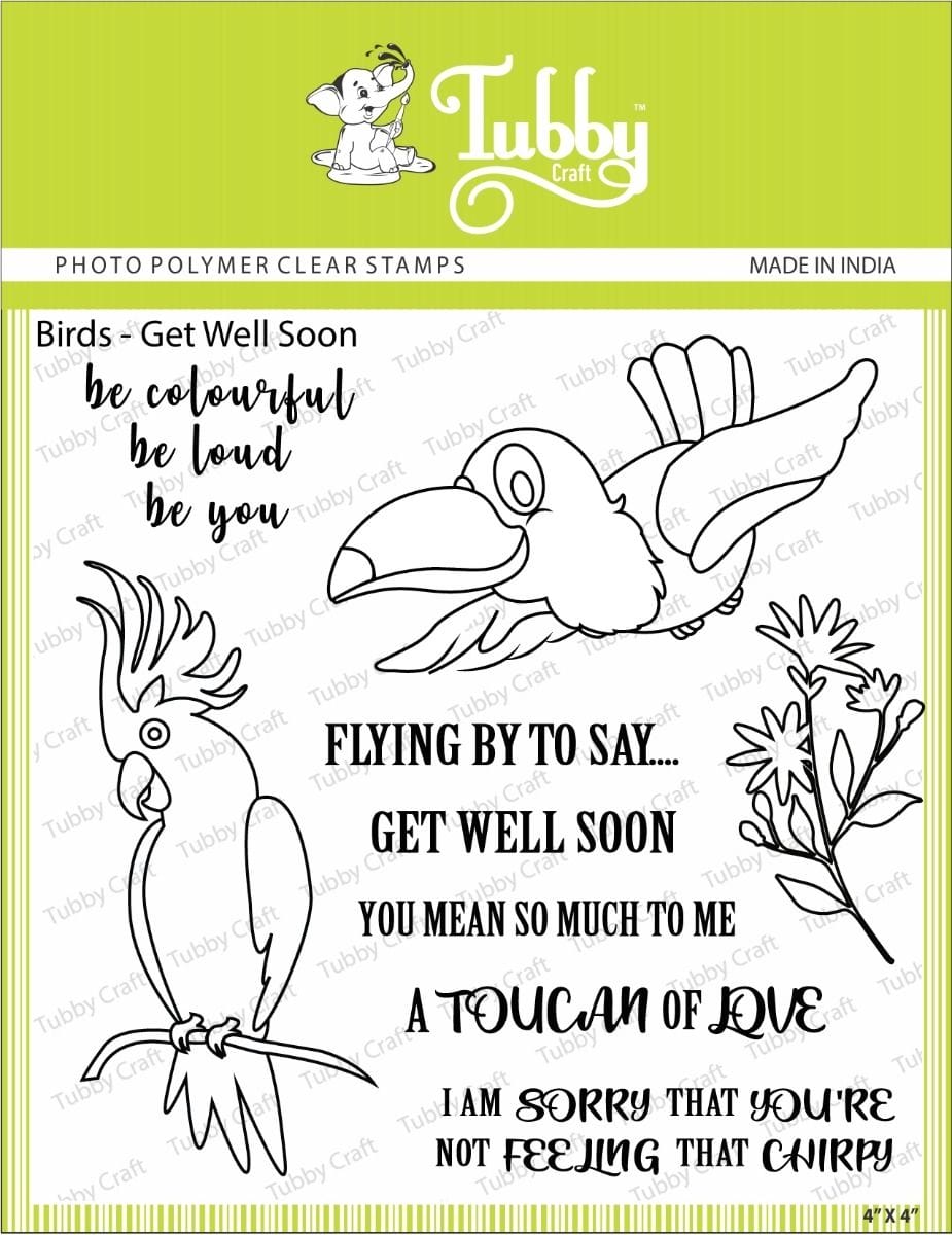 Tubby Photopolymer Clear Stamps - Bird Get Well Soon