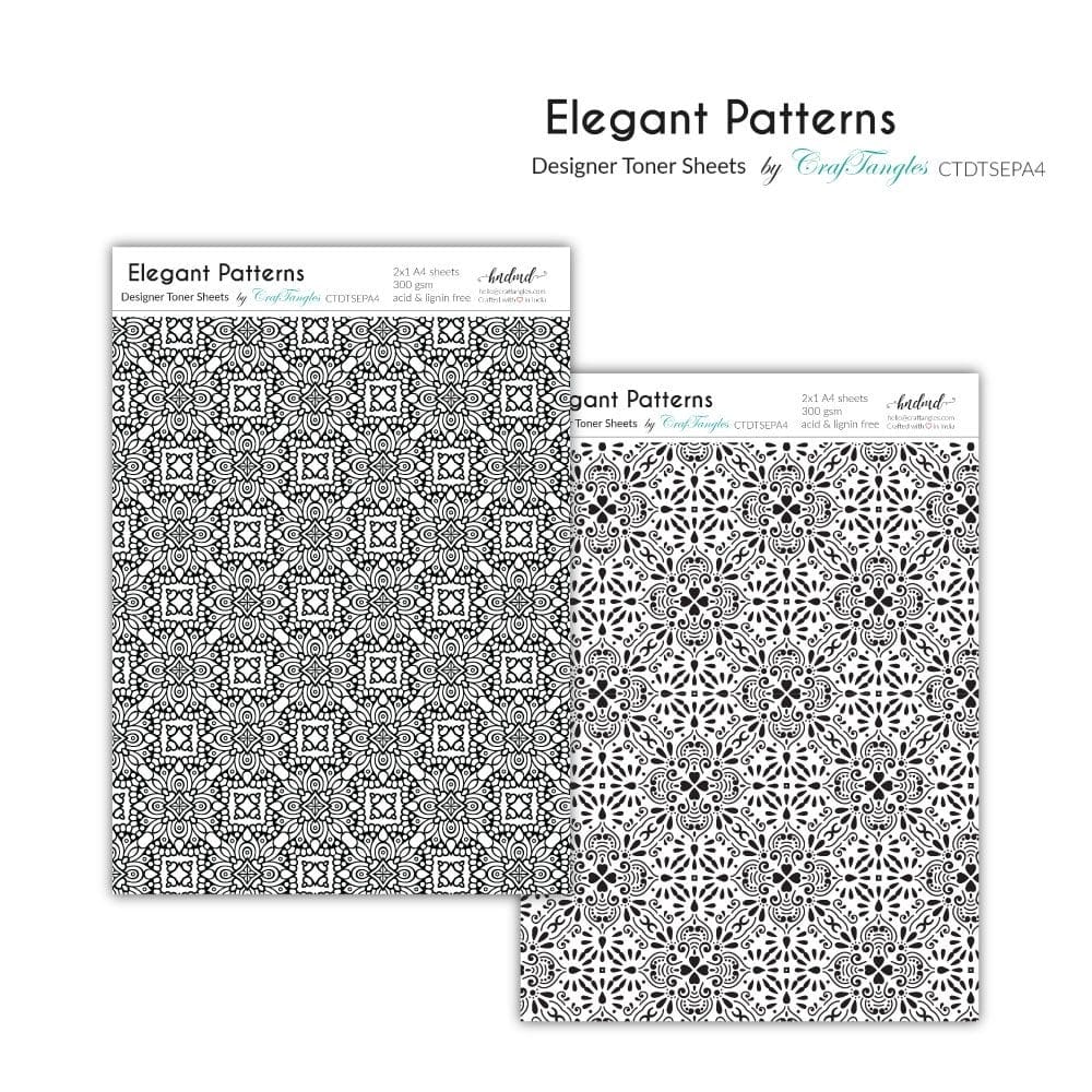 CrafTangles Designer Toner Sheets - Elegant Patterns (2 sheets of A4) 12 CrafTangles Designer Toner Sheets Elegant Patterns CrafTangles Designer Toner Sheets - Elegant Patterns (2 sheets of A4)