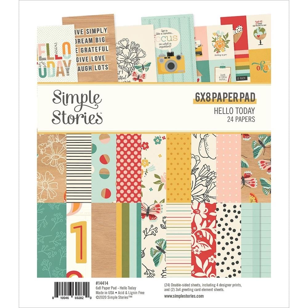 Simple Stories Double-Sided Paper Pad - Hello Today (6"X8" 24/Pkg) 14414 simple stories paper hello today Simple Stories Double-Sided Paper Pad - Hello Today (6"X8" 24/Pkg)