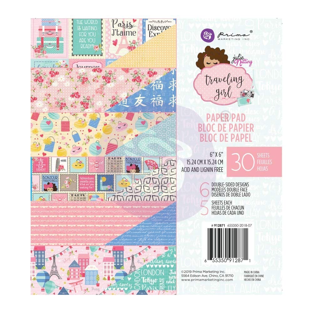 Prima 6 by 6 Paper - Travelling Girl (30 Sheets)