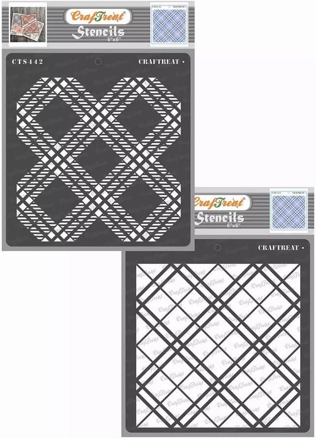 CrafTreat 6"x6" Stencil - Two Step Plaid