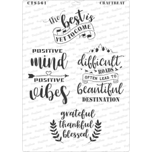 CrafTreat A4 Stencil - Positive Vibes