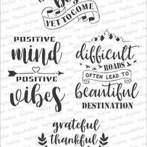 CrafTreat A4 Stencil - Positive Vibes