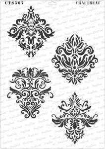 CrafTreat A4 Stencil - Damask Designs