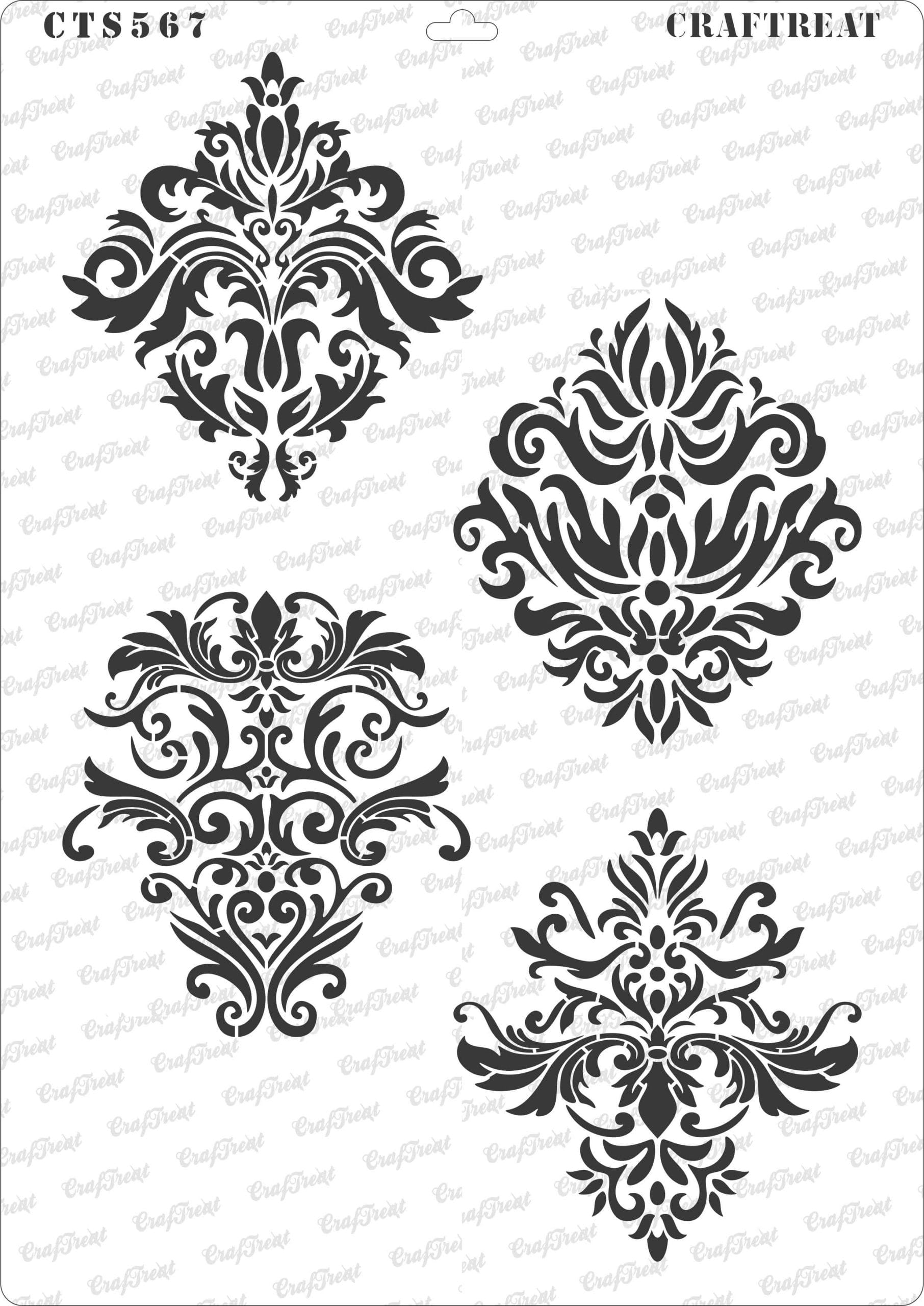 CrafTreat A4 Stencil - Damask Designs CTS567 scaled CrafTreat A4 Stencil - Damask Designs