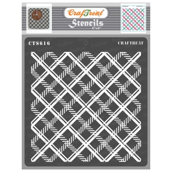 CrafTreat 6"x6" Stencil - Two Step Plaid Combo