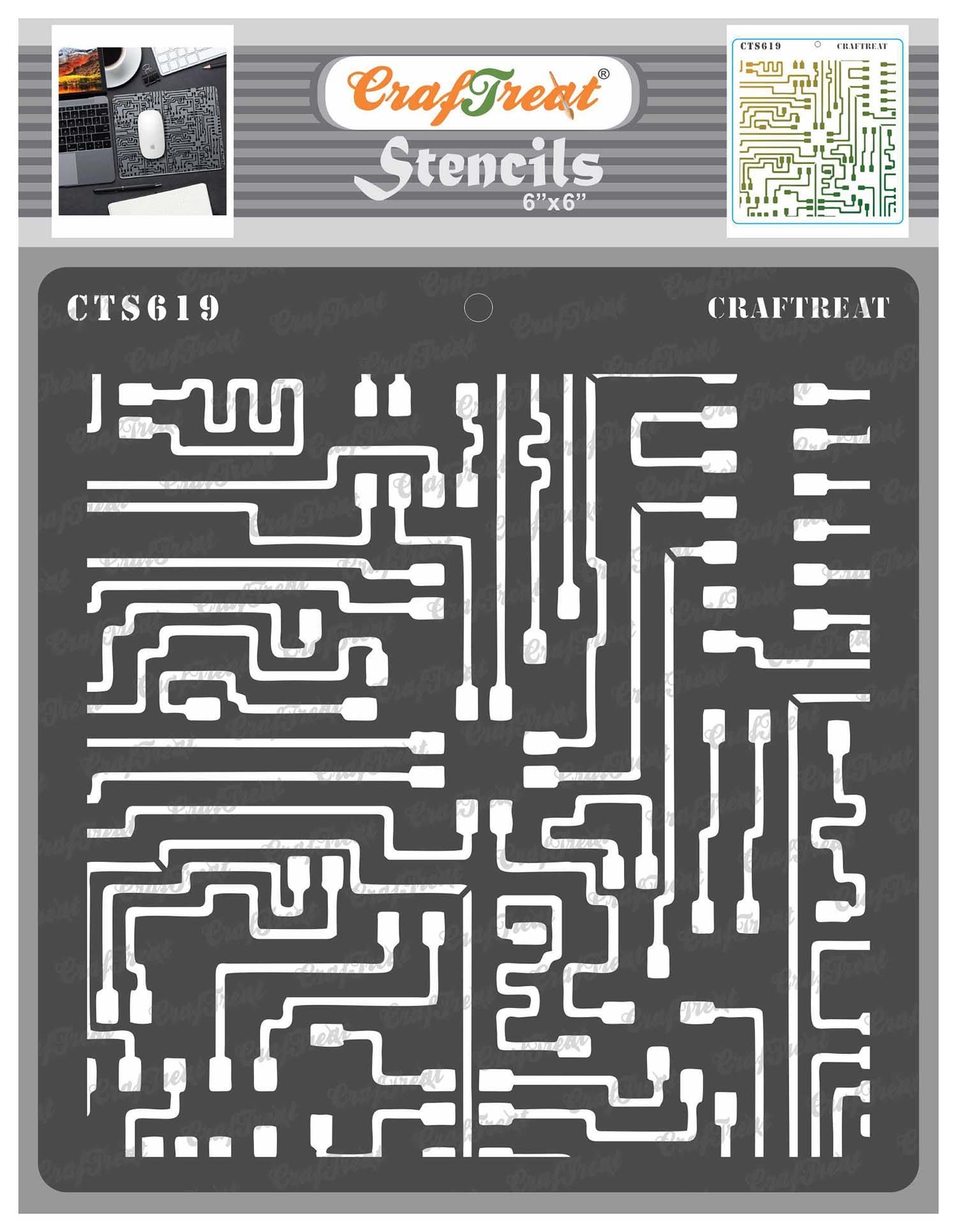 CrafTreat 6"x6" Stencil - Circuit Board