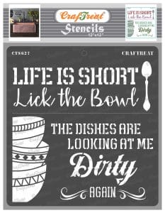 CrafTreat 12 by 12 inch Stencil - Dirty Dishes
