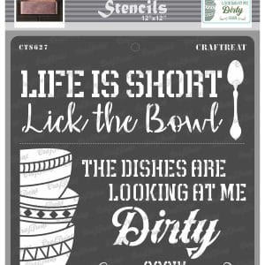 CrafTreat 12 by 12 inch Stencil - Dirty Dishes