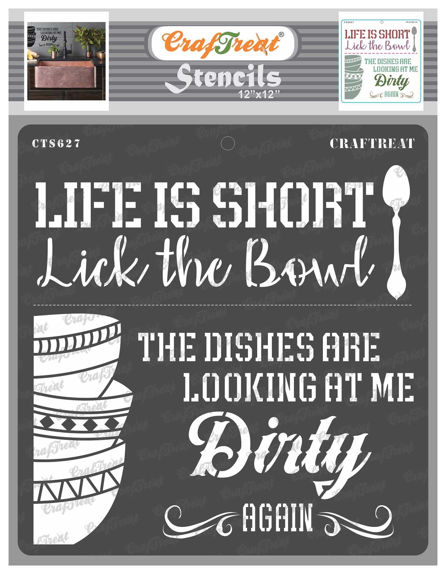 CrafTreat 12 by 12 inch Stencil - Dirty Dishes