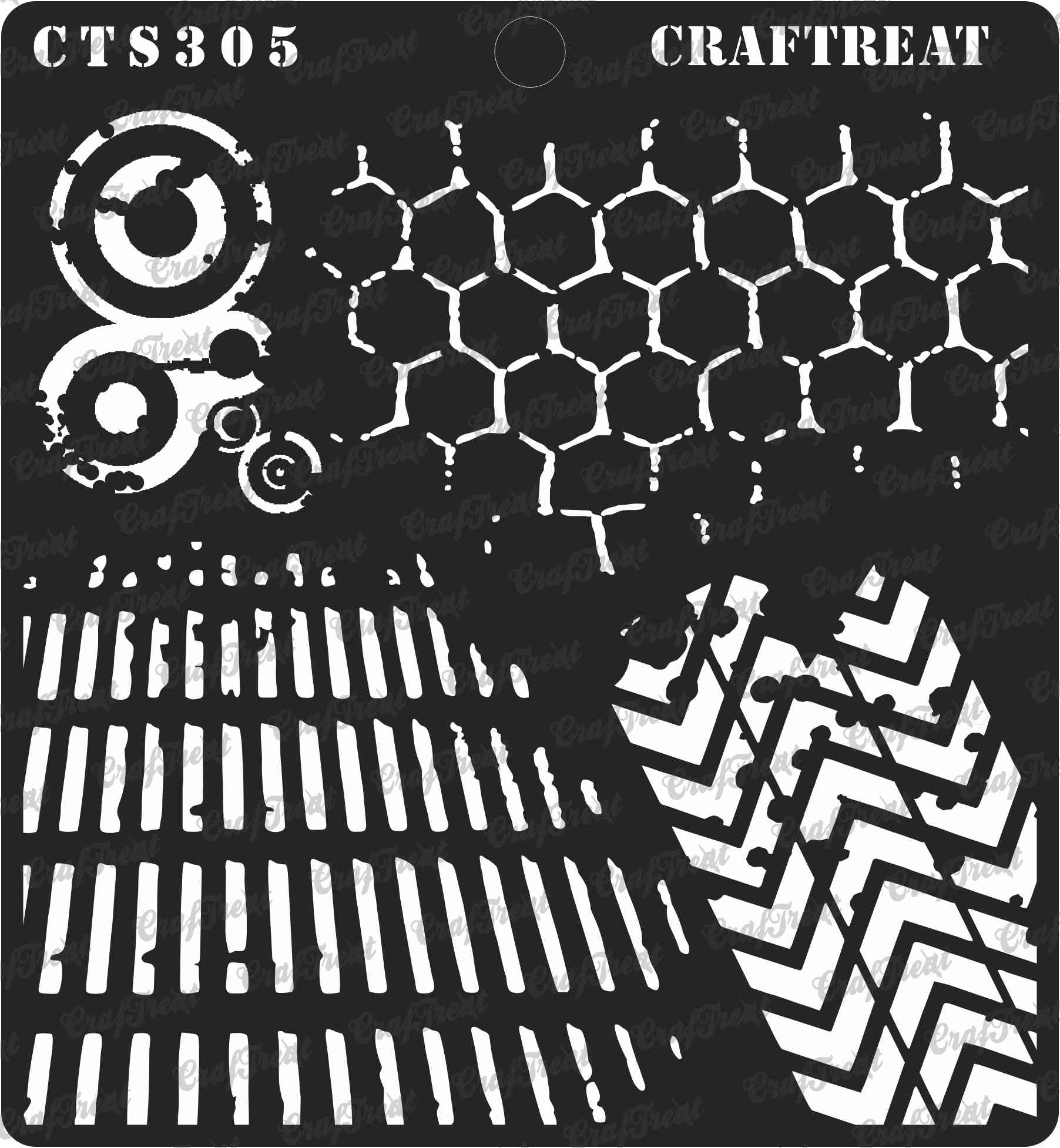 CrafTreat 6"x6" Stencil - Distressed Patterns 2 CrafTreat Stencil Distressed Patterns 2 CTS305 CrafTreat 6"x6" Stencil - Distressed Patterns 2