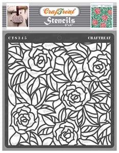 CrafTreat 6"x6" Stencil - Rose with Leaf
