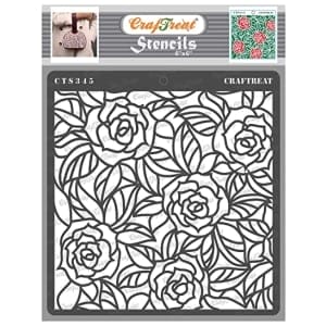 CrafTreat 6"x6" Stencil - Rose with Leaf