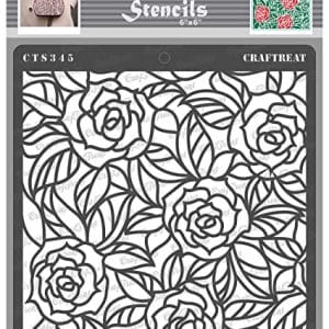 CrafTreat 6"x6" Stencil - Rose with Leaf