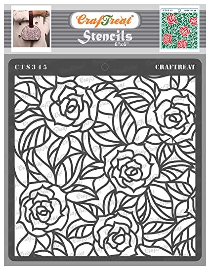 CrafTreat 6"x6" Stencil - Rose with Leaf CrafTreat Stencil Rose Leaf CTS345 CrafTreat 6"x6" Stencil - Rose with Leaf