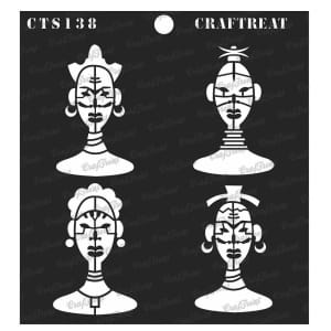 CrafTreat 6"x6" Stencil - Tribal Men Faces