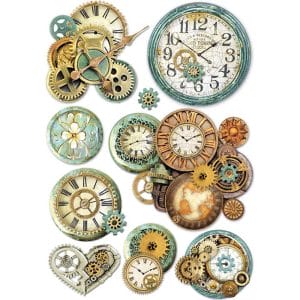 Stamperia Rice Paper A4 - Gears Wheels and Clocks