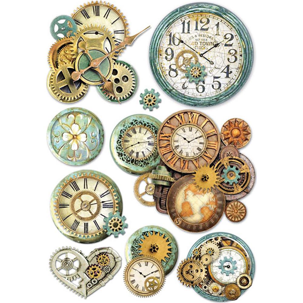 Stamperia Rice Paper A4 - Gears Wheels and Clocks DFSA4242 Stamoeria decoupage rice paper Stamperia Rice Paper A4 - Gears Wheels and Clocks