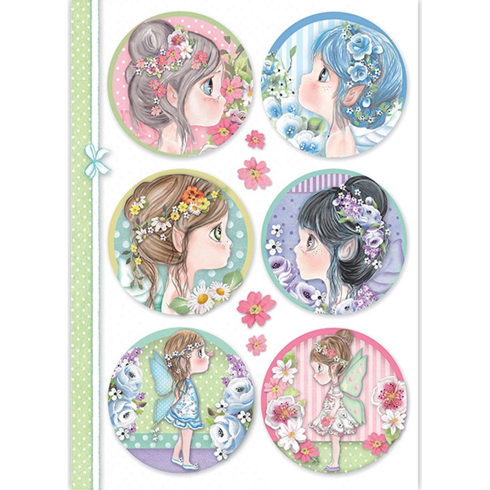 Stamperia Rice Paper A4 - Fairy Faces In Sphere DFSA4414 Stamperia Rice paper Stamperia Rice Paper A4 - Fairy Faces In Sphere