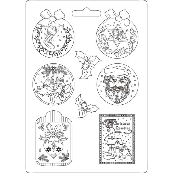Stamperia Soft Maxi Mould 8.5"X11.5" - Classic Christmas