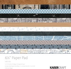 KaiserCraft paper pad - Lets Go (6.5 by 6.5 inch) - 36 sheets plus 4 die cut sheets