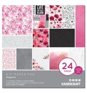 KaiserCraft paper pad - Magenta (6.5 by 6.5 inch) - 36 sheets plus 4 die cut sheets