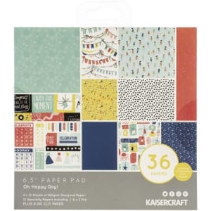 KaiserCraft paper pad - Oh Happy Day (6.5 by 6.5 inch) - 36 sheets plus 4 die cut sheets