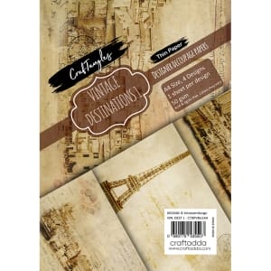 CrafTangles Decoupage Paper Pack  - Vintage Destinations 1 (A4) - 4 sheets