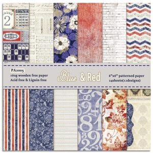 Blue and Red (Pack of 24 sheets) - 6 by 6 inch