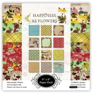Happiness as Flowers (Pack of 24 sheets) - 6 by 6 inch