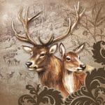 A pack of 12 by 12 inch German Decoupage Napkins ( 5 pcs ) - Deer Couple Brown