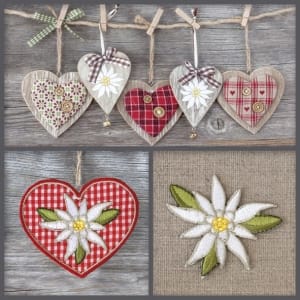 German Decoupage Napkins (5 pcs) - Heart Decorations