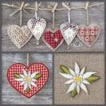 German Decoupage Napkins (5 pcs)  - Heart Decorations