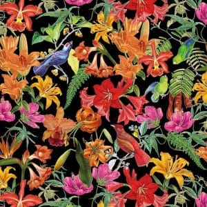 German Decoupage Napkins (5 pcs) - Paradise Birds Black