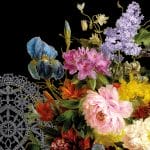 German Decoupage Napkins (5 pcs)  - Still Life Bouquet Black