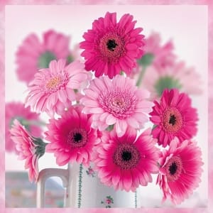 German Decoupage Napkins (5 pcs) - Pink Gerberas