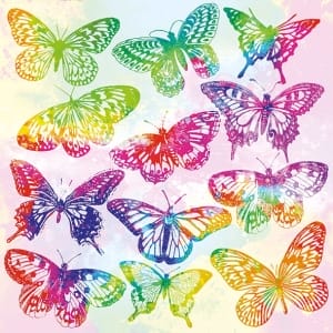 German Decoupage Napkins (5 pcs) - Aquarelle Butterflies Mix