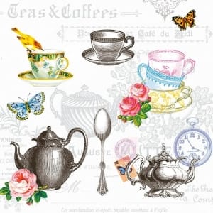 German Decoupage Napkins (5 pcs) - Tea Mix White
