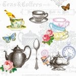 German Decoupage Napkins (5 pcs)  - Tea Mix White