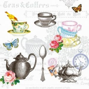German Decoupage Napkins (5 pcs) - Tea Mix White