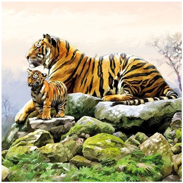 German Decoupage Napkins (5 pcs) - Tigers