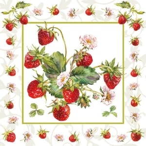 German Decoupage Napkins (5 pcs) - Fresh Strawberries