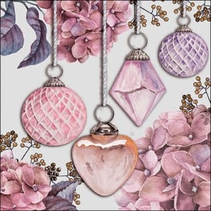 German Decoupage Napkins (5 pcs) - Hanging Baubles Rose