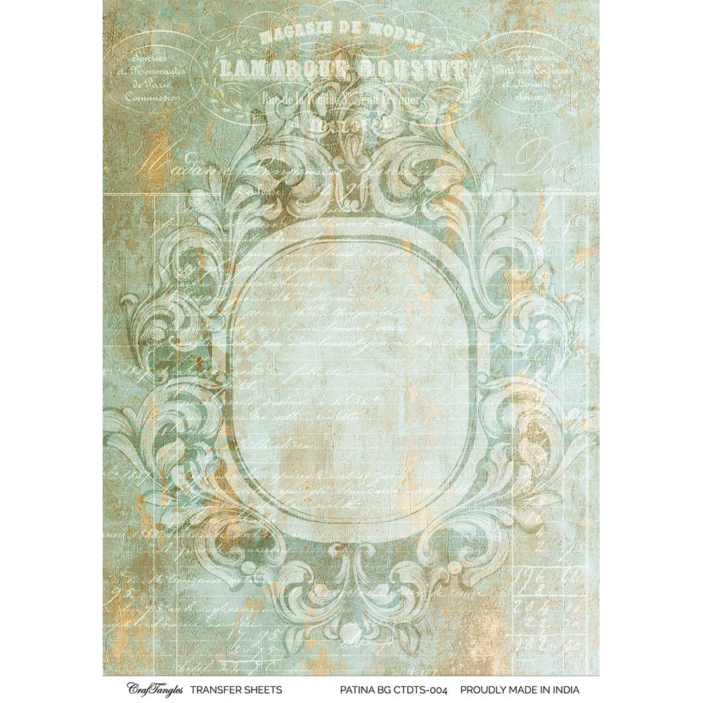 CrafTangles A4 Transfer It Sheets - Patina Background CTDTS 004 CrafTangles transfer sheet Patina Background CrafTangles A4 Transfer It Sheets - Patina Background