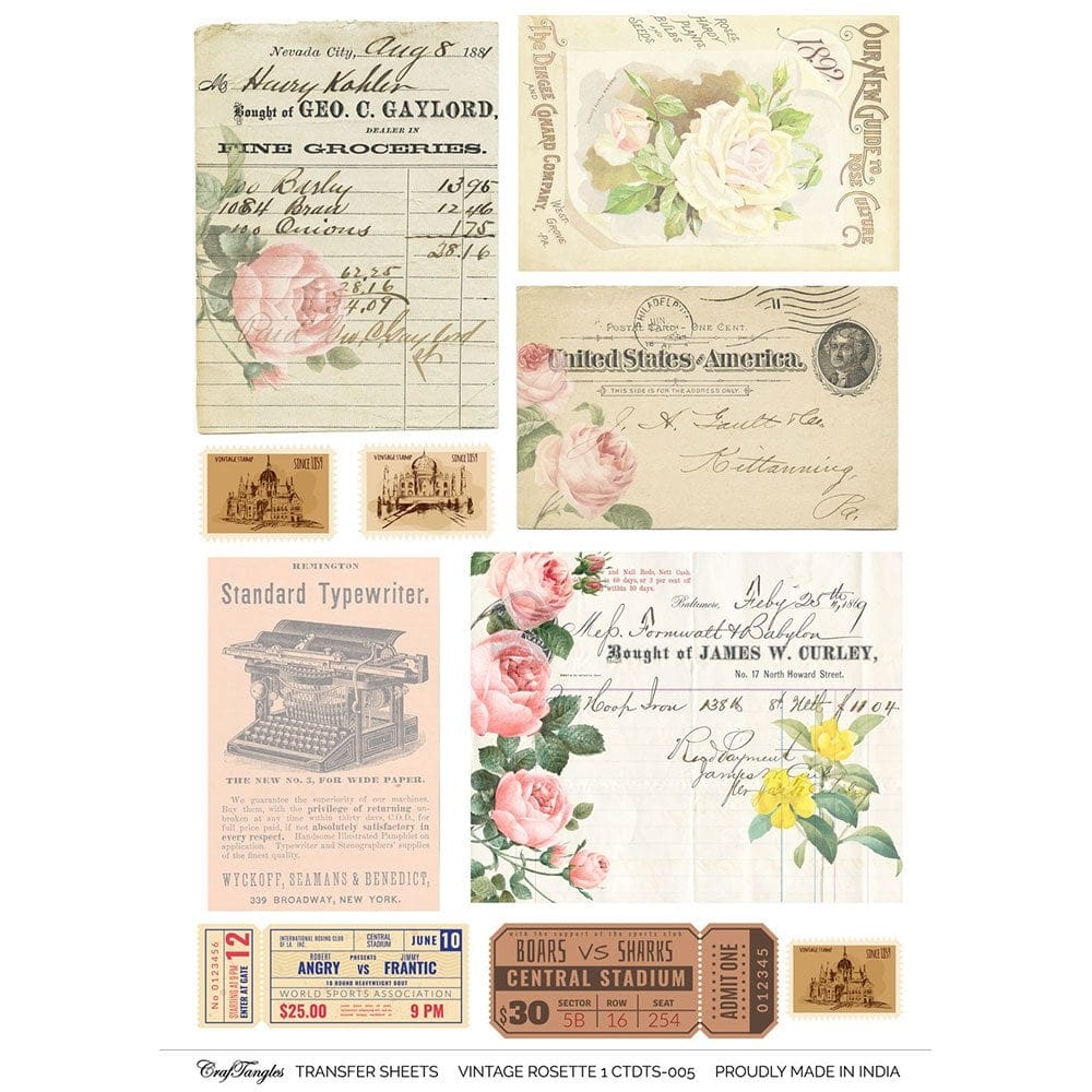 CrafTangles A4 Transfer It Sheets - VIntage Rosette 1 CTDTS 005 CrafTangles transfer sheet VIntage Rosette 1 CrafTangles A4 Transfer It Sheets - VIntage Rosette 1