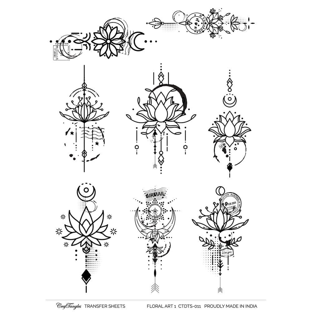 CrafTangles A4 Transfer It Sheets - Floral Art 1